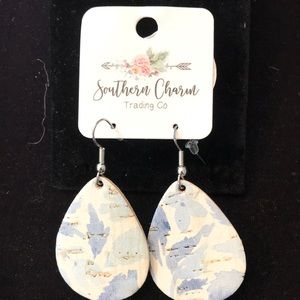 SALE Southern Charm Earrings Cork White/Blue